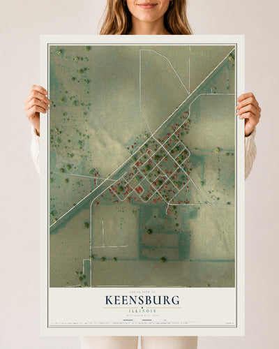 Map of Keensburg, Illinois, 24 x 36 inch unframed archival matte print