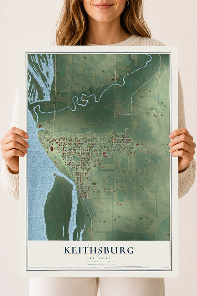 Map of Keithsburg, Illinois, 18 x 24 inch unframed archival matte print