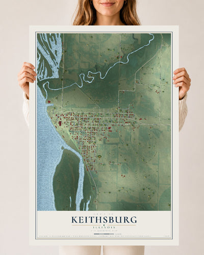 Map of Keithsburg, Illinois, 24 x 36 inch unframed archival matte print