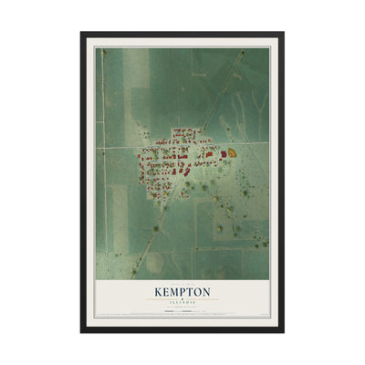 Map of Kempton, Illinois, 12 x 18 inch print in a black wood frame