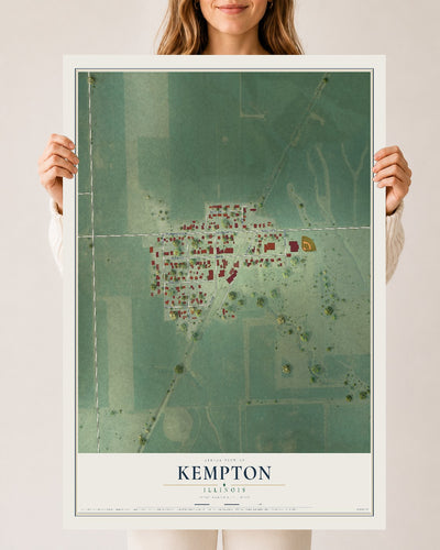 Map of Kempton, Illinois, 24 x 36 inch unframed archival matte print