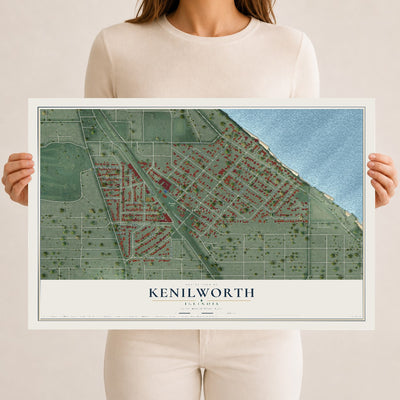 Map of Kenilworth, Illinois, 12 x 18 inch unframed archival matte print