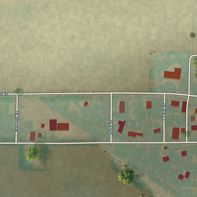Second close-up of the map of Kenney, Illinois print showing more streets and buildings