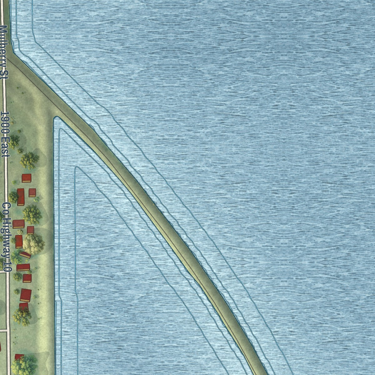 Second close-up of the map of Keyesport, Illinois print showing more streets and buildings