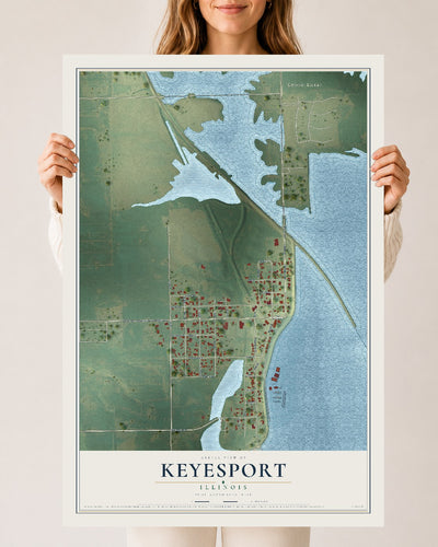 Map of Keyesport, Illinois, 24 x 36 inch unframed archival matte print