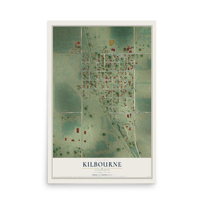 Map of Kilbourne, Illinois, 12 x 18 inch unframed archival matte print