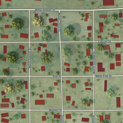 Close-up of the map of Kilbourne, Illinois print showing street and building detail