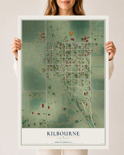 Map of Kilbourne, Illinois, 24 x 36 inch unframed archival matte print