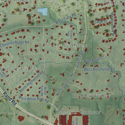 Second close-up of the map of Kildeer, Illinois print showing more streets and buildings