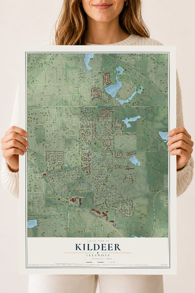 Map of Kildeer, Illinois, 18 x 24 inch unframed archival matte print