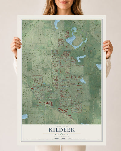 Map of Kildeer, Illinois, 24 x 36 inch unframed archival matte print
