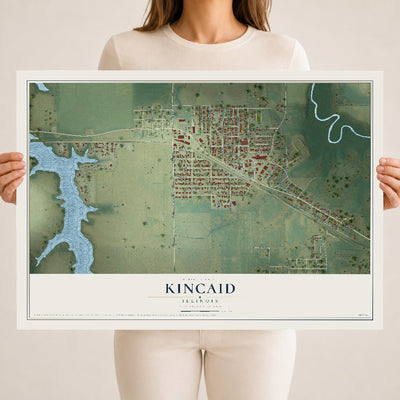 Map of Kincaid, Illinois, 18 x 24 inch unframed archival matte print