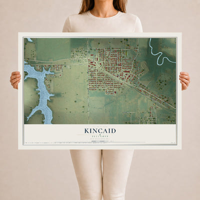 Map of Kincaid, Illinois, 24 x 36 inch unframed archival matte print