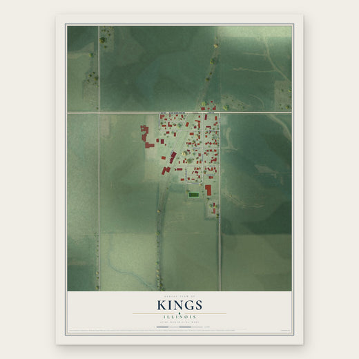Kings, Illinois map print, the full design