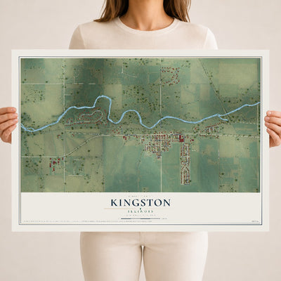 Map of Kingston, Illinois, 18 x 24 inch unframed archival matte print