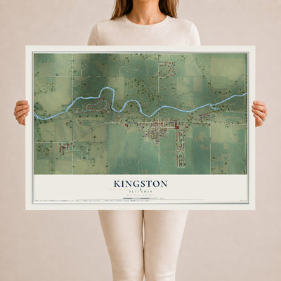 Map of Kingston, Illinois, 24 x 36 inch unframed archival matte print