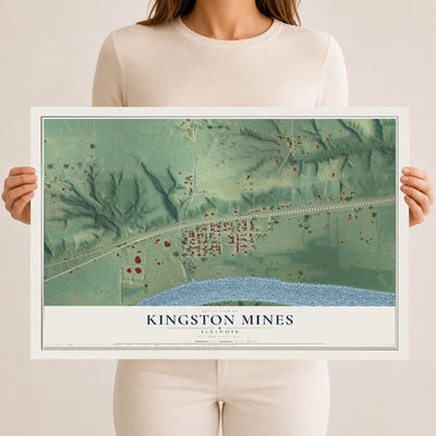 Map of Kingston Mines, Illinois, 12 x 18 inch unframed archival matte print