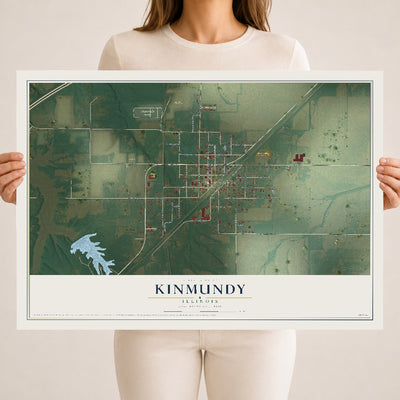 Map of Kinmundy, Illinois, 18 x 24 inch unframed archival matte print