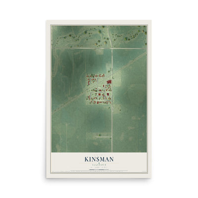 Map of Kinsman, Illinois, 12 x 18 inch unframed archival matte print