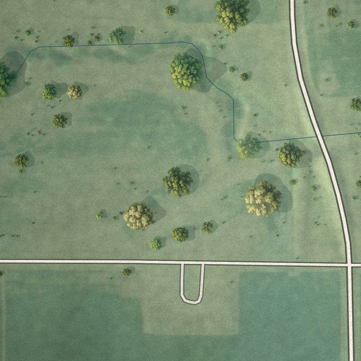 Second close-up of the map of Kinsman, Illinois print showing more streets and buildings