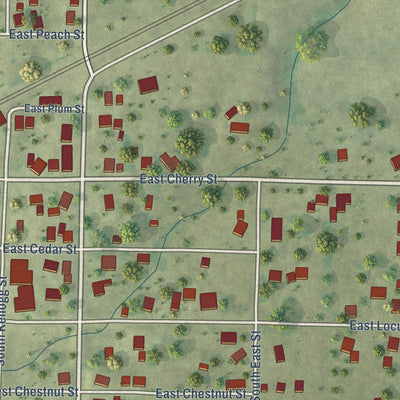 Second close-up of the map of Kirkwood, Illinois print showing more streets and buildings