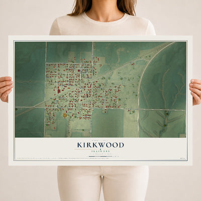 Map of Kirkwood, Illinois, 18 x 24 inch unframed archival matte print