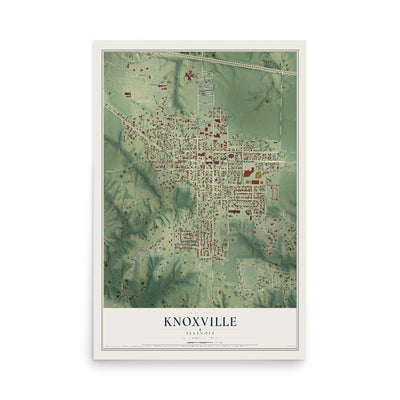 Map of Knoxville, Illinois, 12 x 18 inch unframed archival matte print