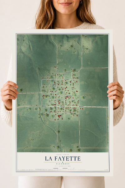 Map of La Fayette, Illinois, 18 x 24 inch unframed archival matte print