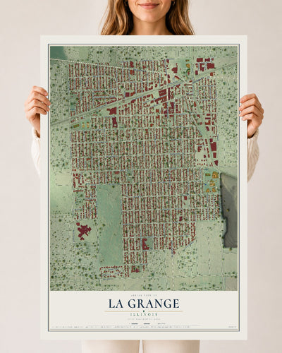 Map of La Grange, Illinois, 24 x 36 inch unframed archival matte print
