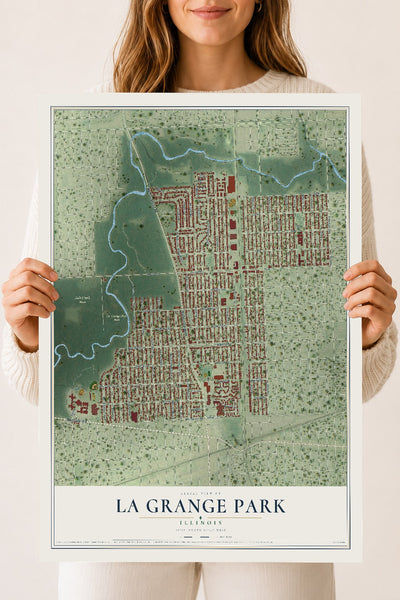 Map of La Grange Park, Illinois, 18 x 24 inch unframed archival matte print