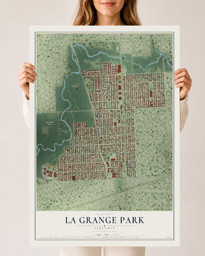 Map of La Grange Park, Illinois, 24 x 36 inch unframed archival matte print