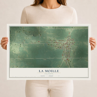 Map of La Moille, Illinois, 12 x 18 inch unframed archival matte print
