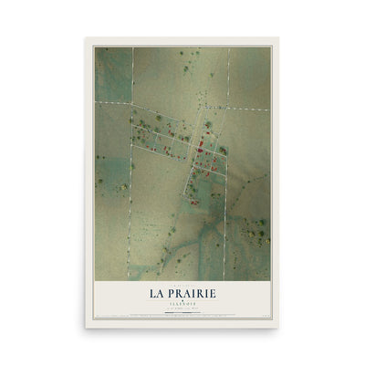 Map of La Prairie, Illinois, 12 x 18 inch unframed archival matte print