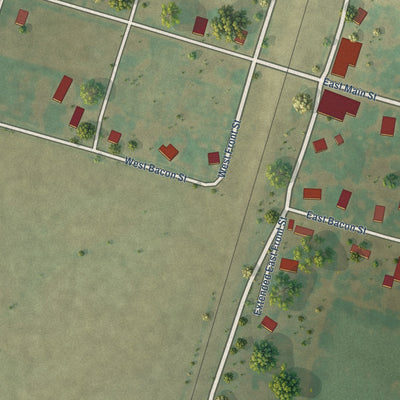 Close-up of the map of La Prairie, Illinois print showing street and building detail