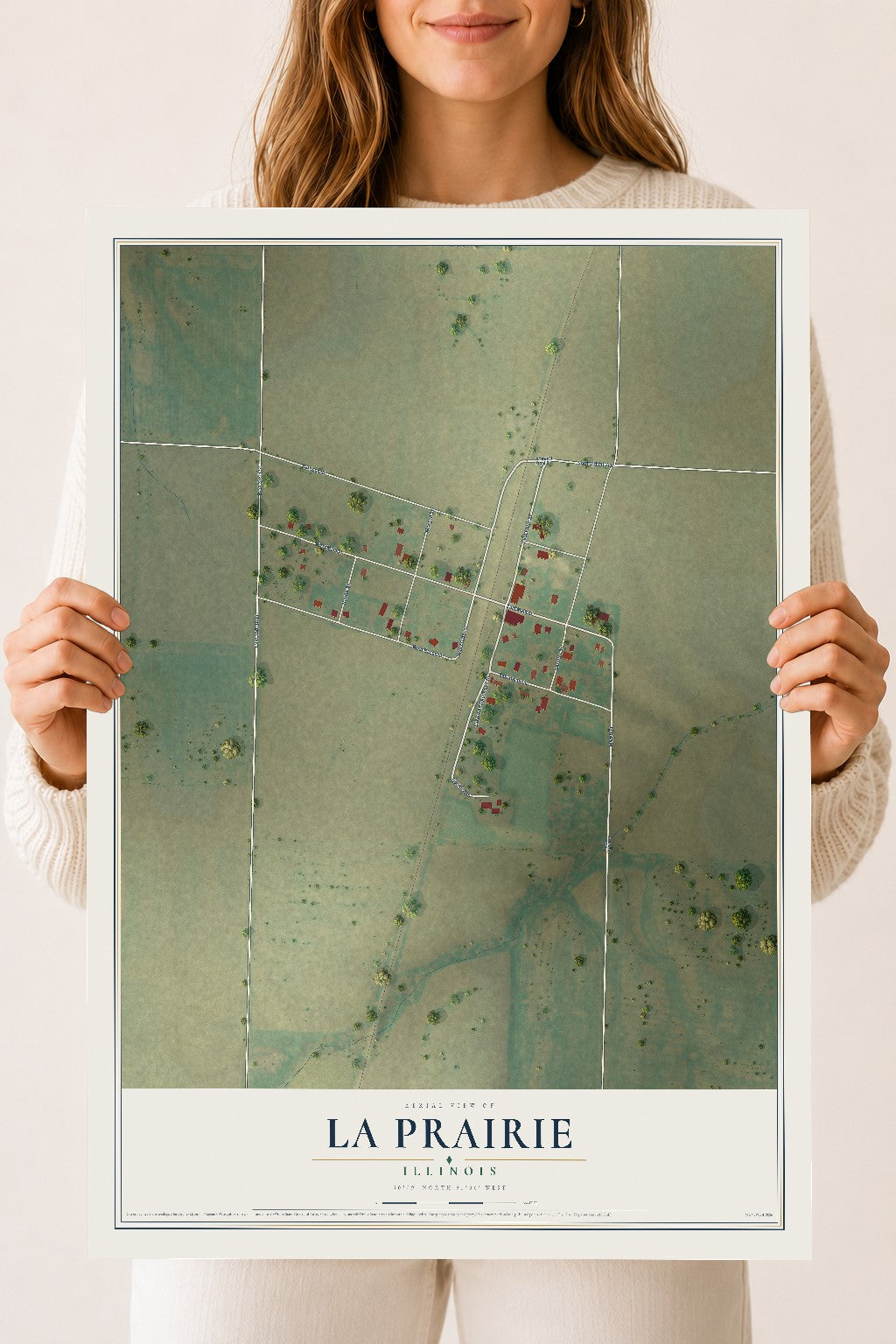 Map of La Prairie, Illinois, 18 x 24 inch unframed archival matte print