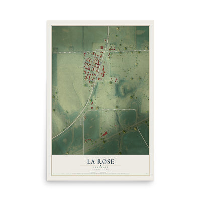 Map of La Rose, Illinois, 12 x 18 inch unframed archival matte print