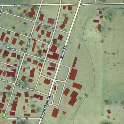 Close-up of the map of La Rose, Illinois print showing street and building detail