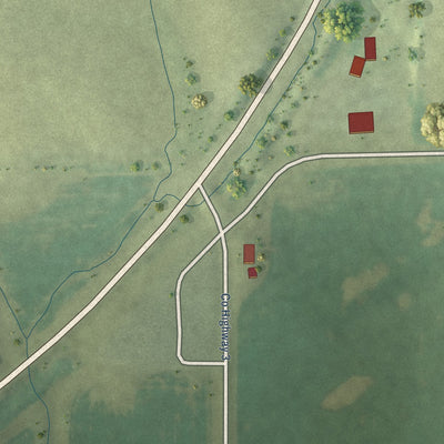 Second close-up of the map of La Rose, Illinois print showing more streets and buildings
