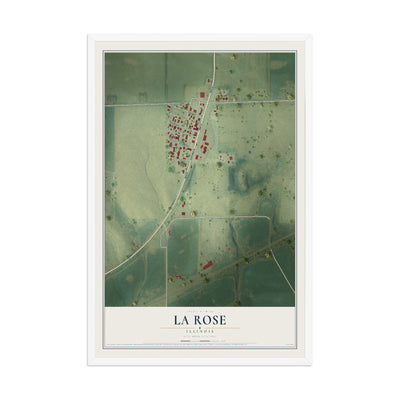 Map of La Rose, Illinois, 12 x 18 inch print in a white wood frame