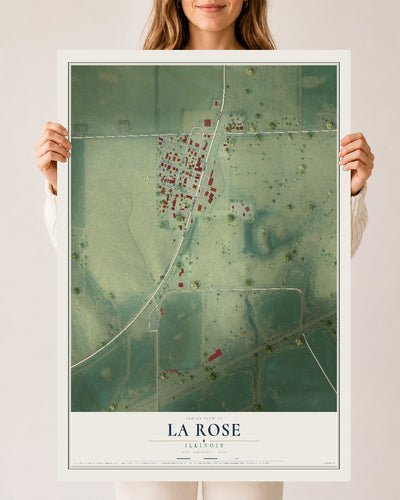 Map of La Rose, Illinois, 24 x 36 inch unframed archival matte print