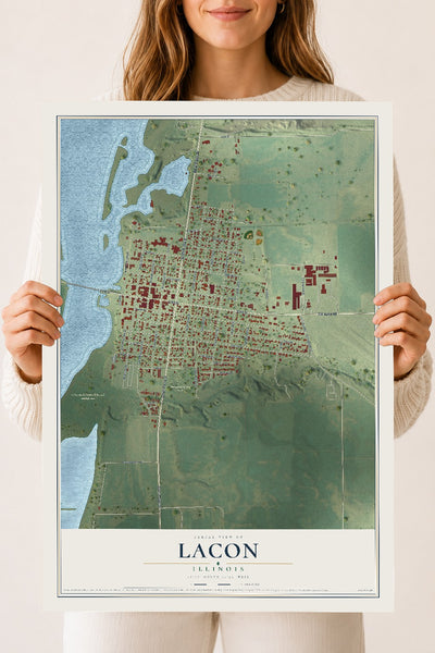 Map of Lacon, Illinois, 18 x 24 inch unframed archival matte print