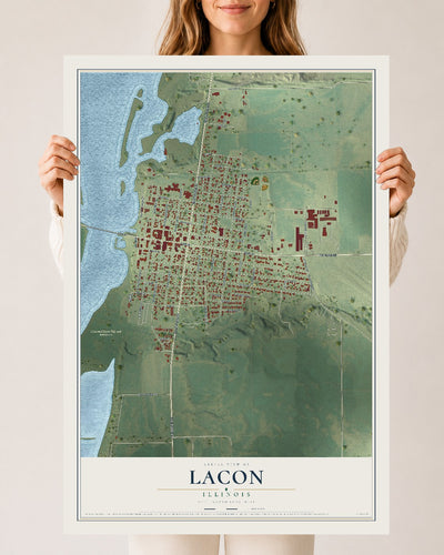 Map of Lacon, Illinois, 24 x 36 inch unframed archival matte print