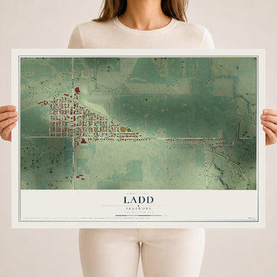 Map of Ladd, Illinois, 18 x 24 inch unframed archival matte print