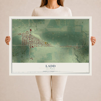 Map of Ladd, Illinois, 24 x 36 inch unframed archival matte print