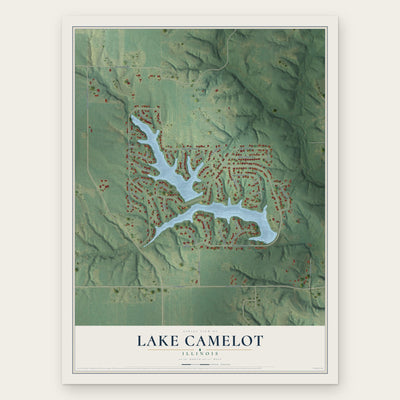 Lake Camelot, Illinois map print, the full design