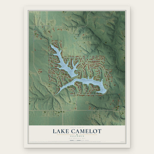 Lake Camelot, Illinois map print, the full design