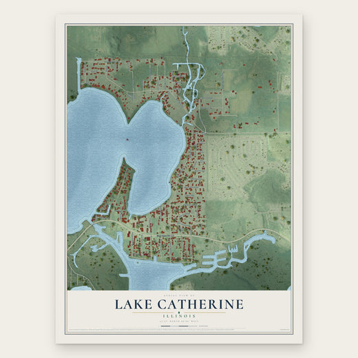 Lake Catherine, Illinois map print, the full design