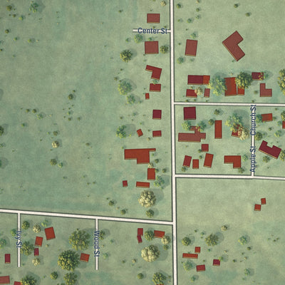 Close-up of the map of Lake City, Illinois print showing street and building detail