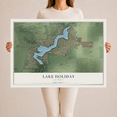 Map of Lake Holiday, Illinois, 24 x 36 inch unframed archival matte print