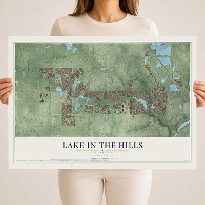 Map of Lake in the Hills, Illinois, 18 x 24 inch unframed archival matte print
